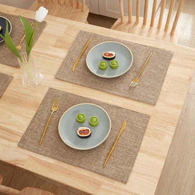Linen Dining table Cover Heat Insulation And Anti scald Khaki - Shop at LoveMi