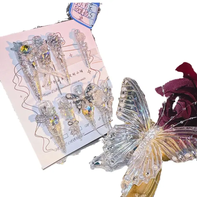 Handmade Nail Butterfly Super Long Pointed Butterfly Wear Nail Butterfly - Shop at LoveMi