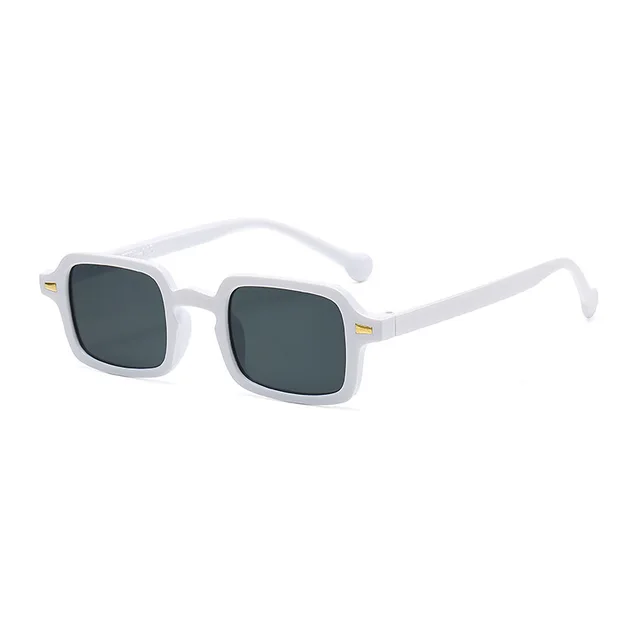 Personality Sun shade New Small Square Box Glasses C03 White Frame Gray - Shop at LoveMi