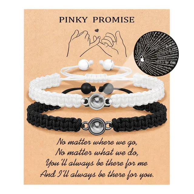 Projection Stone Bracelet Suit Hand woven Couple Bracelet Adjustable Bracelet Bracelet Pinky Card - Shop at LoveMi