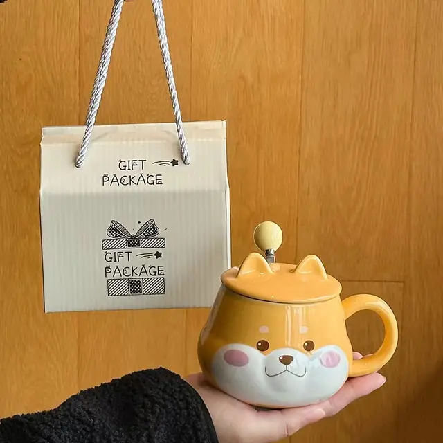 Shiba Inu Ceramic Cup With Cover A Gift Box - Shop at LoveMi