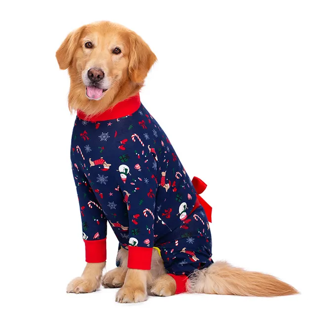 Anti fur Pajamas Bow Decoration Big Dog Four legged Pet Clothing Navy Blue Bow - Shop at LoveMi