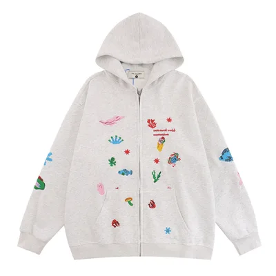 Spring And Autumn Zipper Cardigan Outerwear Japanese Style Gray - Shop at LoveMi