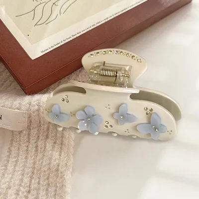 Korean Style Elegant Grip European And American Christmas Barrettes Fashion Updo Hair Accessories Women Small Blue Flowers - Shop at LoveMi