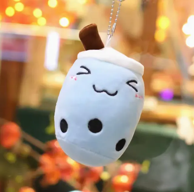 Cartoon Milk Tea Cup Small Pendant Doll Blue Squint - Shop at LoveMi