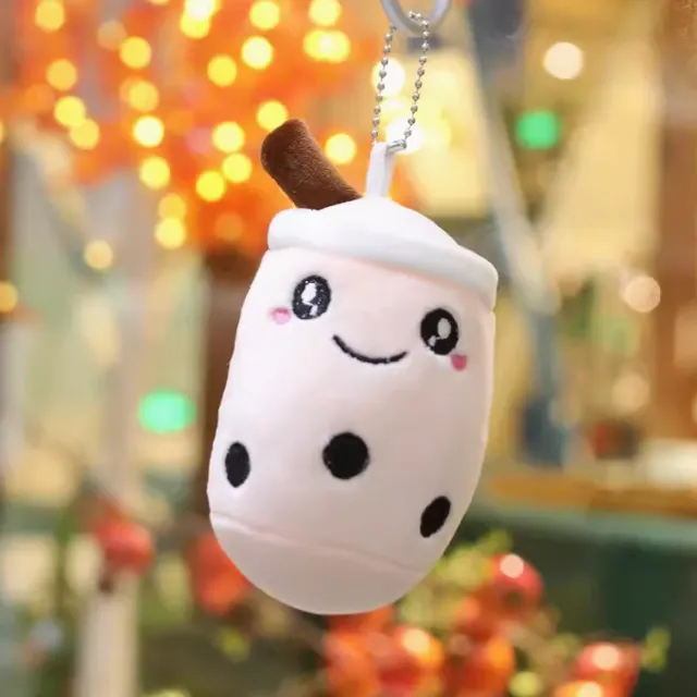 Cartoon Milk Tea Cup Small Pendant Doll Pink Ball - Shop at LoveMi