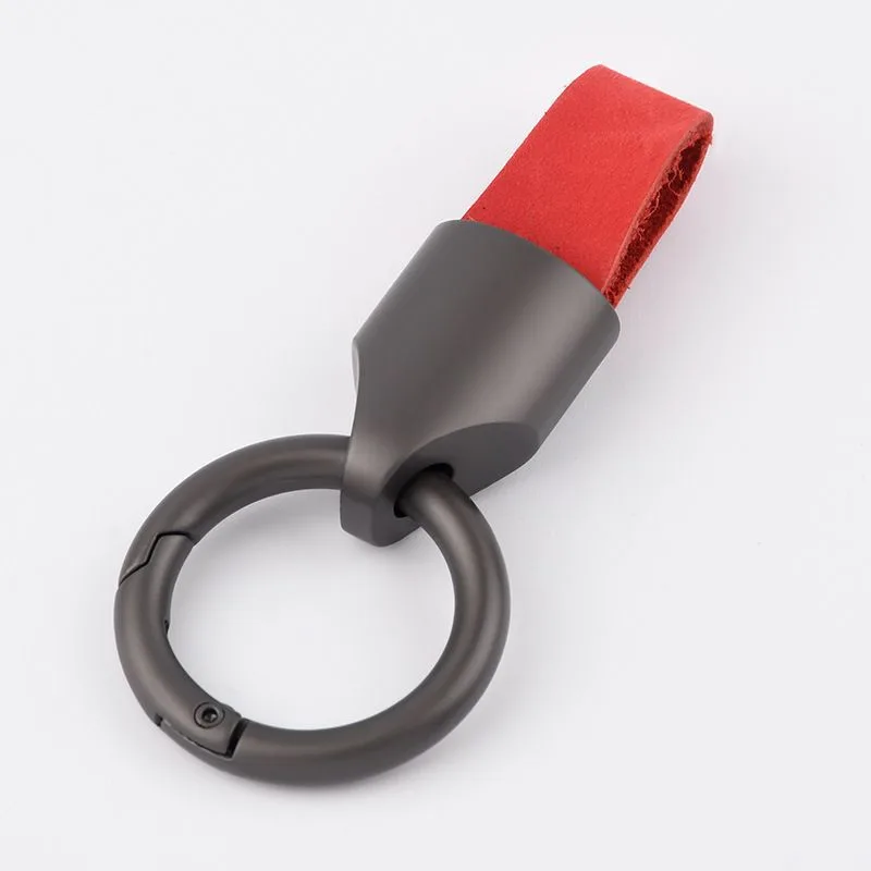 Suede Car Key Ring Creative Upscale Simple Keychain - Matte Gun Red Suede