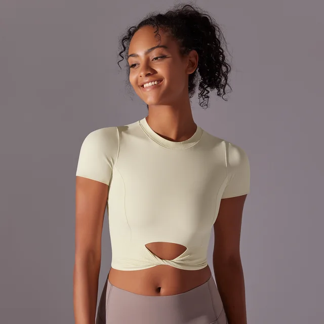Tight Sports Breathable High Elastic Short Sleeve Light Ivory - Shop at LoveMi