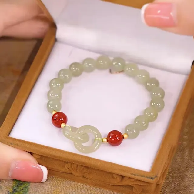 Ring Buckle Chalcedony Simple Bracelet Bracelet Female Light Luxury Simple Bracelet Round Agate - Shop at LoveMi