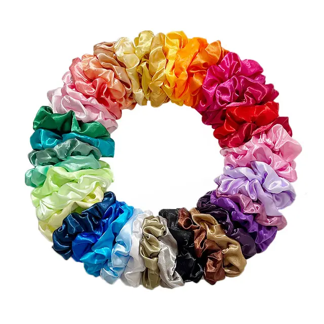 Solid Color Large Intestine Hair Ring Flower Hair Band Hair Accessories Rubber Band For Hair Ties 40Pcs A Set - Shop at LoveMi