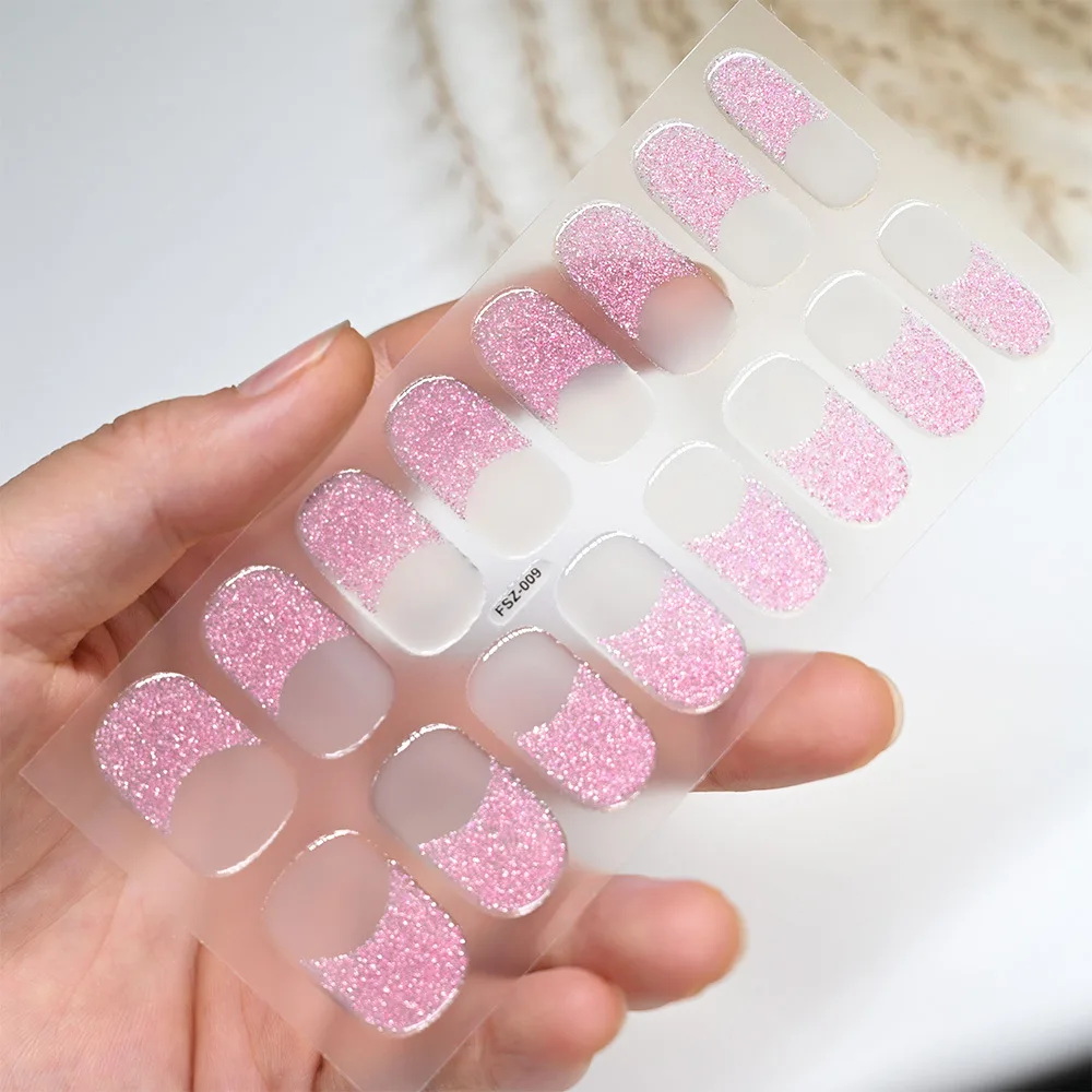 French Glitter Uv Gel Nail Stickers Waterproof And Durable Nkfsz009 - Shop at LoveMi