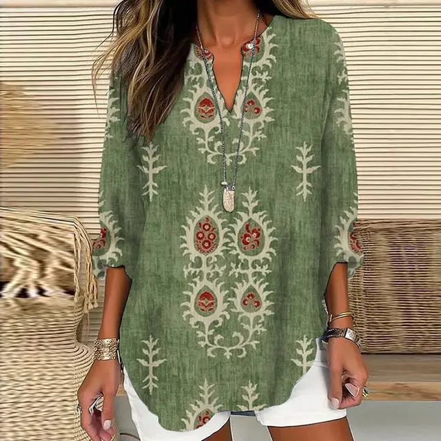 Small V neck Long Sleeve Independence Day Floral Simple Casual Elegant T shirt Long Sleeve Xxxxl - Shop at LoveMi