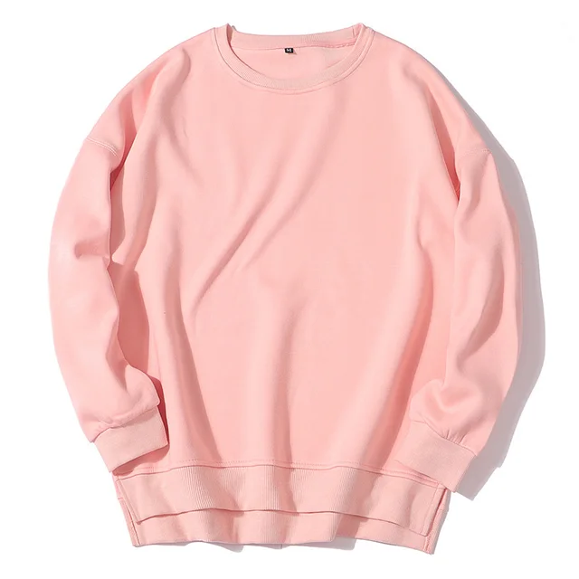 Heavy Dopamine Velvet Padded Loose Round Neck Couple Sweater Light Pink - Shop at LoveMi