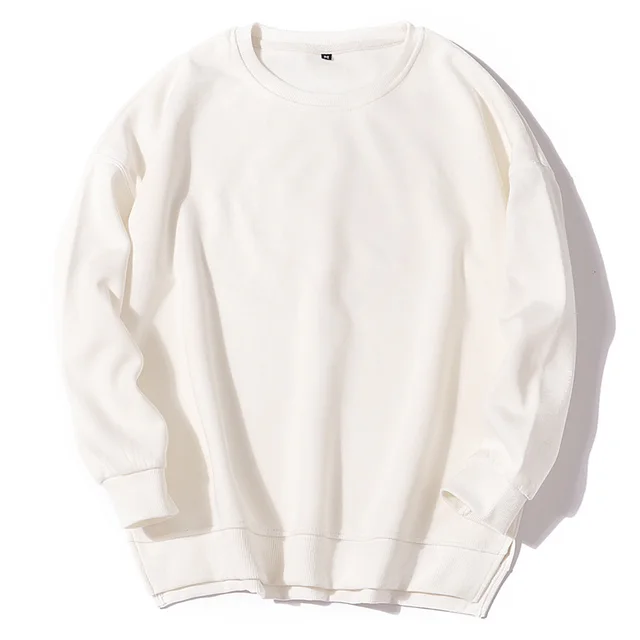 Heavy Dopamine Velvet Padded Loose Round Neck Couple Sweater White - Shop at LoveMi