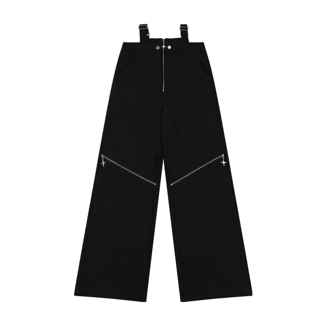 American Black Cargo Pants Female Y2g Harajuku Style High Street Zipper Design Sense Black - Shop at LoveMi