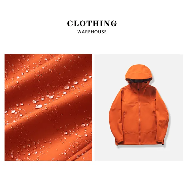 Thin Couple Outdoor 3D Cutting Three proof Soft Shell Hooded Jacket Orange - Shop at LoveMi
