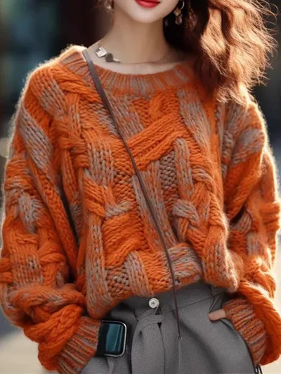 Top Loose Temperament Sweater Lazy Fall And Winter Outer Wear Picture Color L - Shop at LoveMi