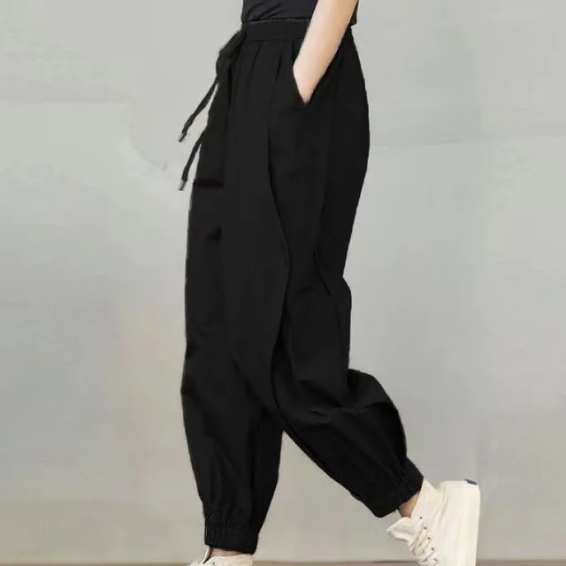 Loose Casual Cotton Thin Spring And Summer Women's Pants Black - Shop at LoveMi