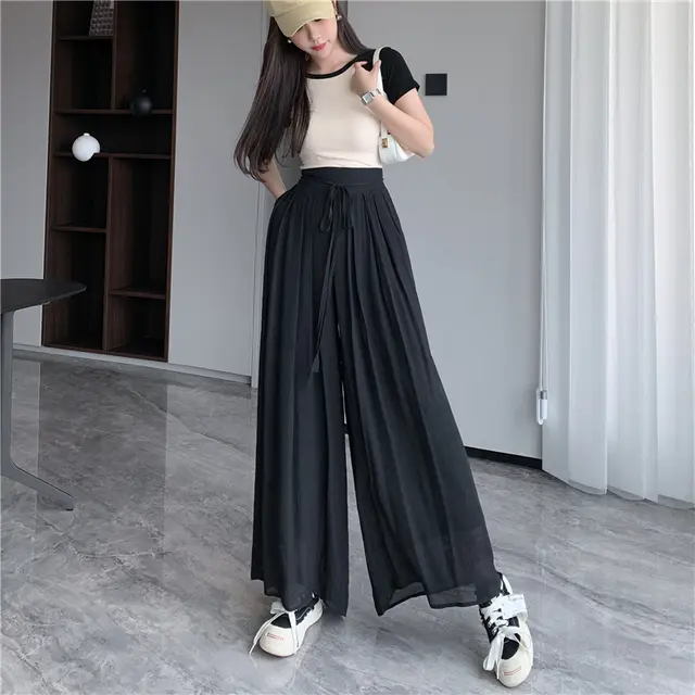 Style Loose Drooping Wide Leg Pants Black - Shop at LoveMi