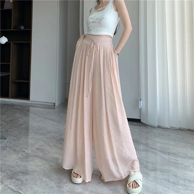 Style Loose Drooping Wide Leg Pants Pink - Shop at LoveMi
