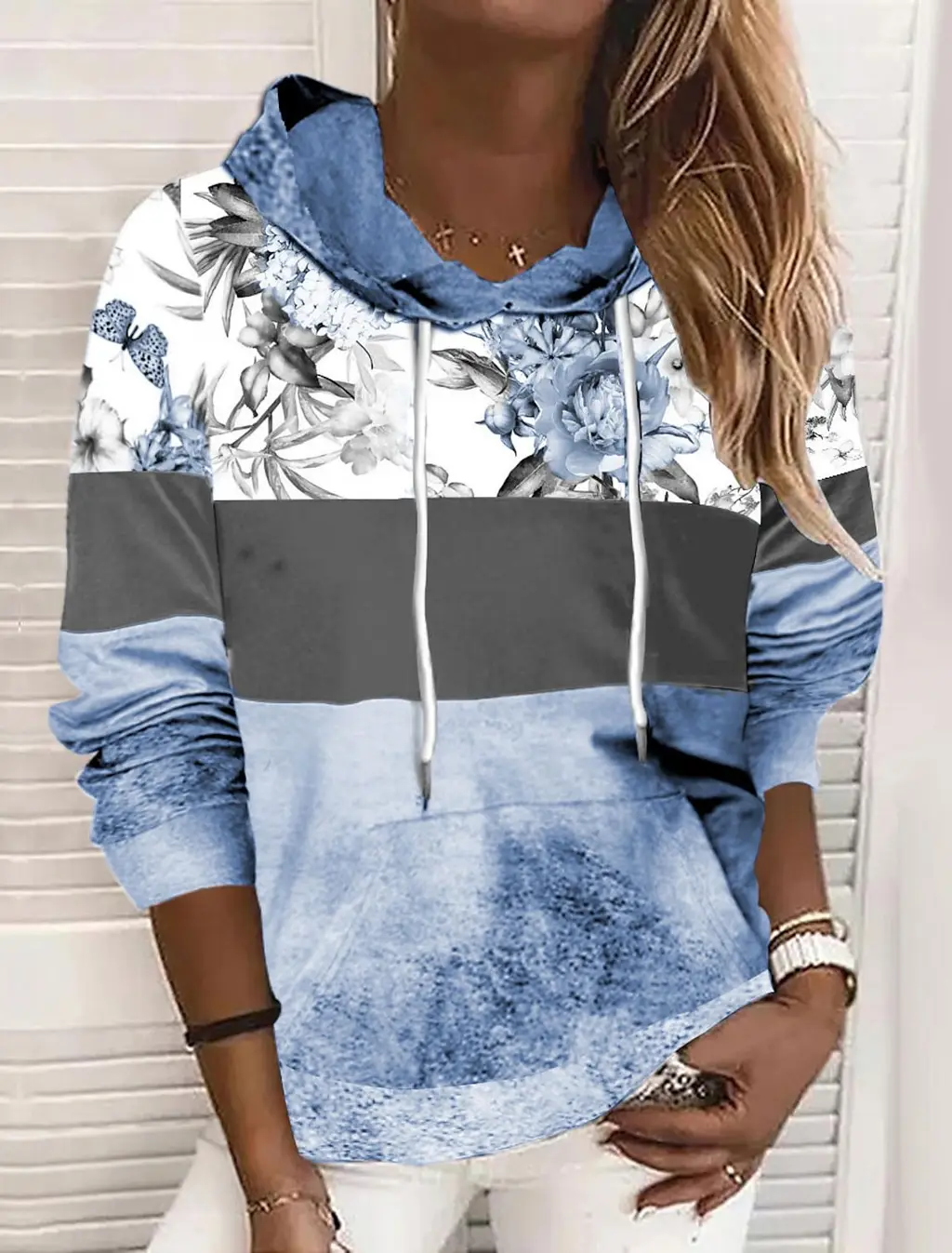Movable Drawstring Loose Long-sleeved Sweater - 3V5Yqtn