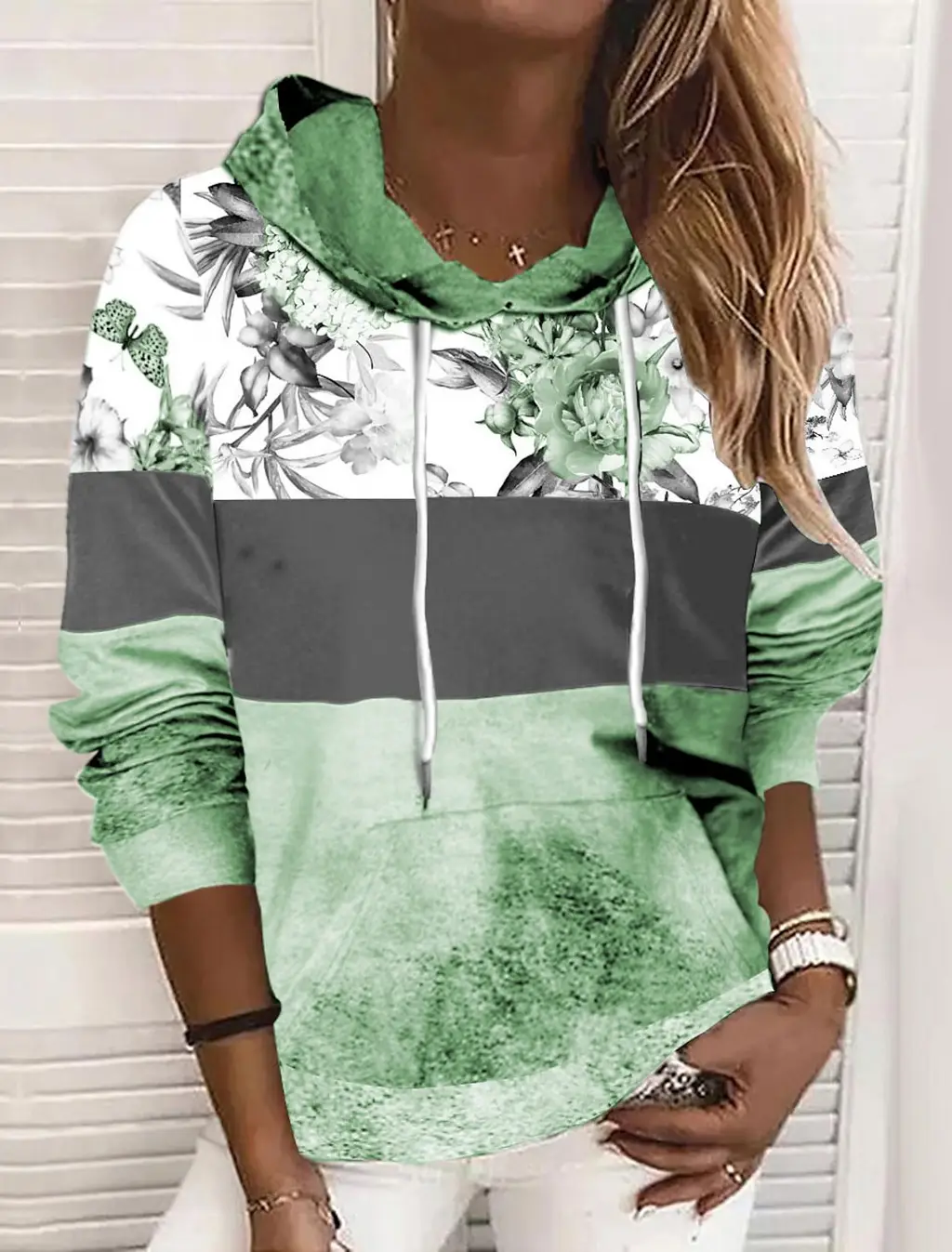 Movable Drawstring Loose Long-sleeved Sweater - 3V5Yqtr