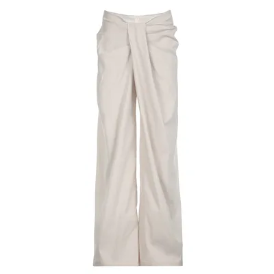 Low Waisted Loose Fitting Wide Leg Pants White - Shop at LoveMi