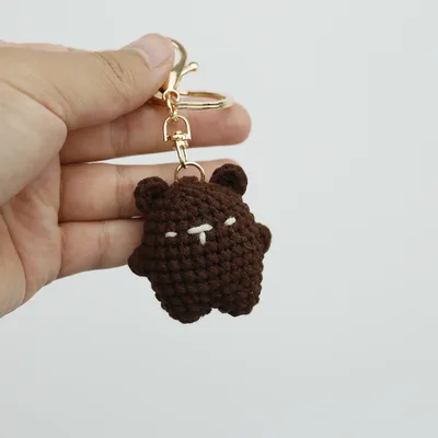 Mini Bear Handmade Woven Pendant Cute Wool Knitted Keychain Coffee Mini Bear - Shop at LoveMi