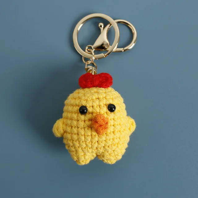 Mini Bear Handmade Woven Pendant Cute Wool Knitted Keychain Yellow Mini Chicken - Shop at LoveMi