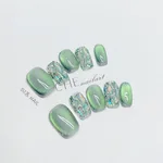 Rhinestone White Summer Finished Product Nail Shaped Piece - Short Square - View 1