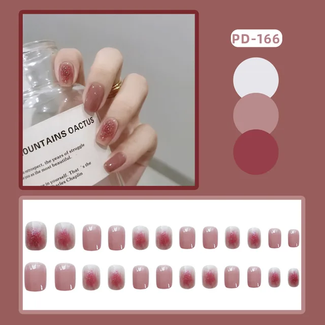 Wear Nail Manicure Fake Nail Tip Stickers Finished Product Nail Tip Frosted Ballet Nail Sticker Style166 - Shop at LoveMi