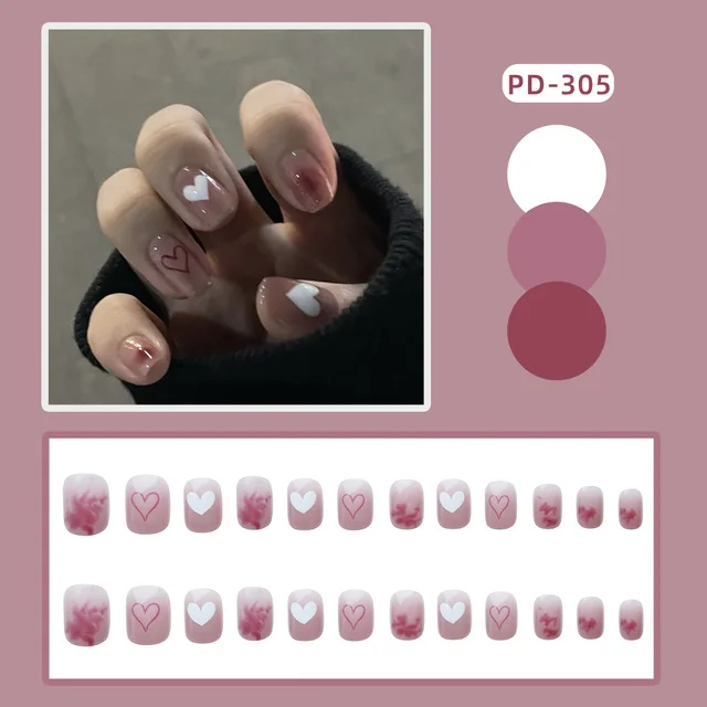 Wear Nail Manicure Fake Nail Tip Stickers Finished Product Nail Tip Frosted Ballet Nail Sticker Style305 - Shop at LoveMi