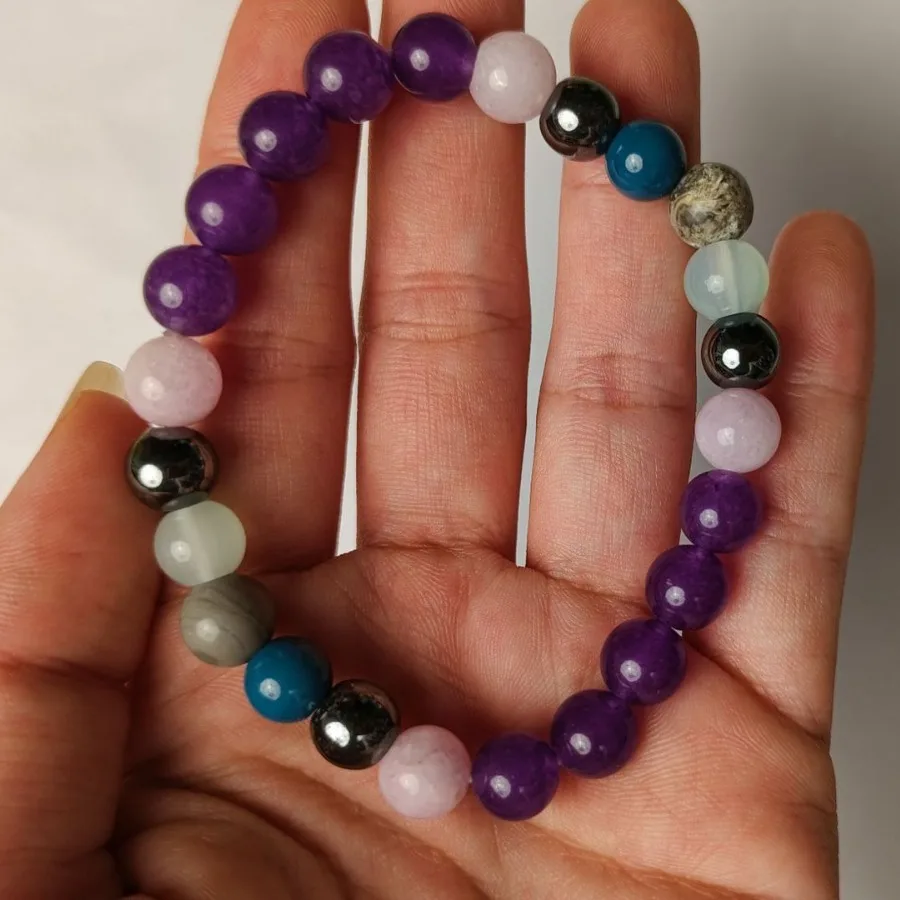 Boho Style 8mm Beaded Bracelet Purple - Shop at LoveMi