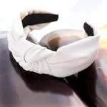 Fashion Solid Color Leather Hairpin Women's Hair Accessories PU Leather Headband - White