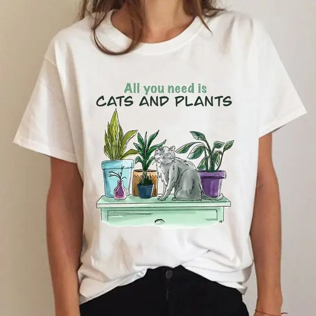 Women's Short Sleeve Cat Print Mgq27850 - Shop at LoveMi