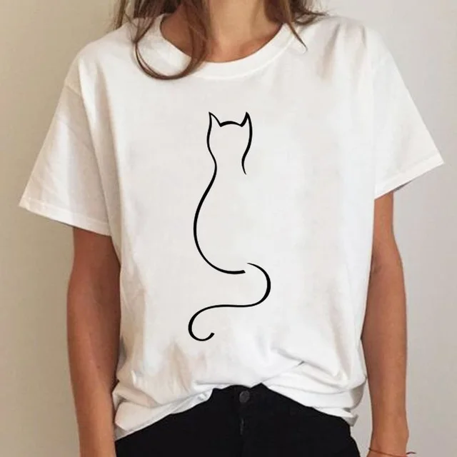 Women's Short Sleeve Cat Print Mgq27853 - Shop at LoveMi