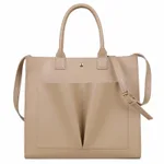 Large Capacity PU Solid Color Shoulder Women's Messenger Tote Bag - Apricot