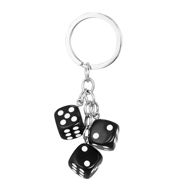 Creative Resin Dice Shape Keychain Pendant Portable Bag Pen Accessories Black - Shop at LoveMi