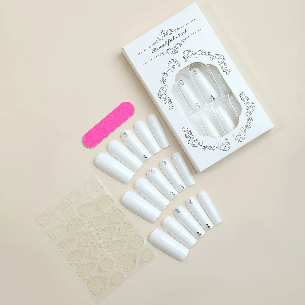 Long Water Pipe Wear Diamond Embellishment Nail Tip Patch Xg8362 - Shop at LoveMi