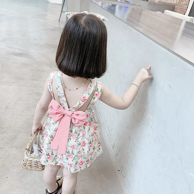 Girls Summer Ruffled Spaghetti Straps Dress Beige - Shop at LoveMi