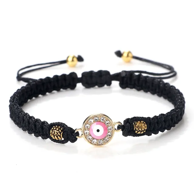Bow Red Rope Safety Lock Devil's Eye Bracelet Black Line Pink Eyes - Shop at LoveMi