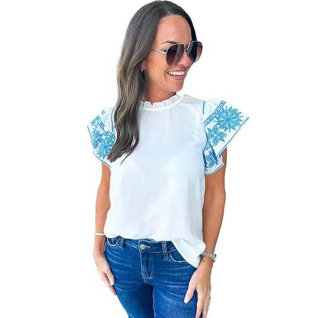 Summer Women's Special interest Design Chiffon Shirt Short sleeved Top White - Shop at LoveMi