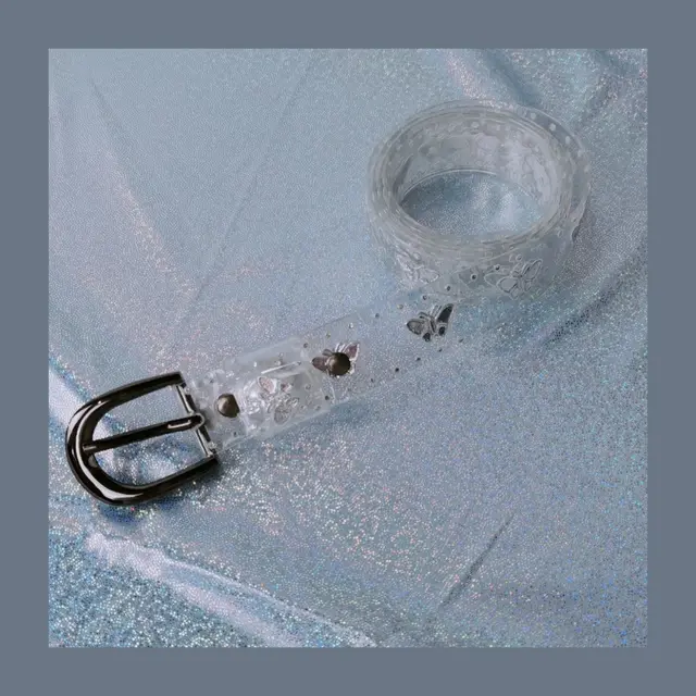 Transparent Fluorescent Butterfly Retro Easy Matching Decorative Belt White Belt Black Buckle - Shop at LoveMi