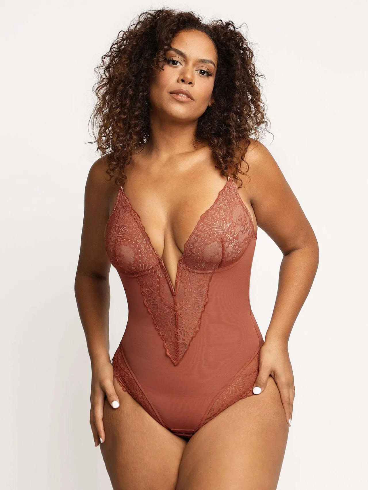 Jumpsuit Body Shaping Belly Contraction Hip Lifting - Brown Red