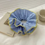 Women's Mori Style Floral Plaid Hair Ring Headdress - Sky Blue