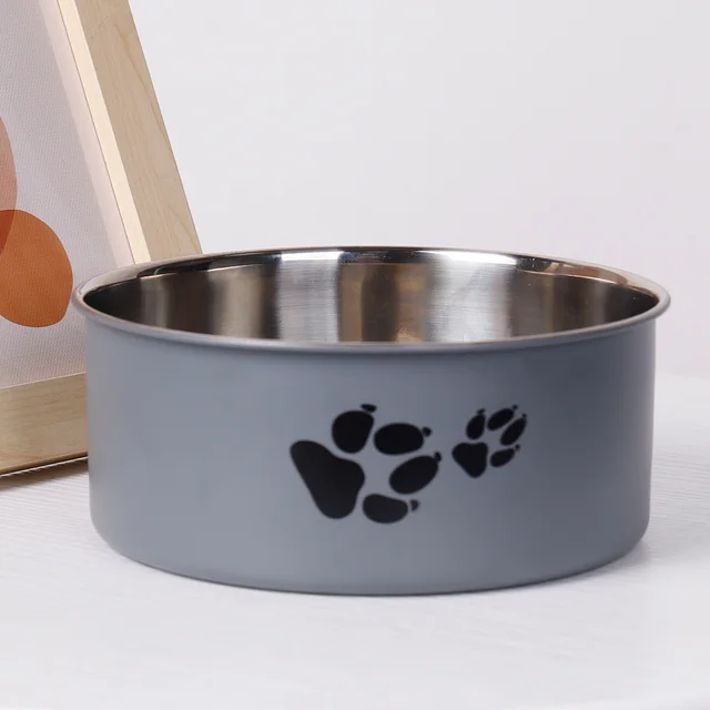 Stainless Steel Dog Bowl Large Capacity Anti tumble Cat Bowl Gray - Shop at LoveMi