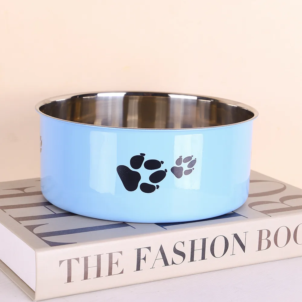 Stainless Steel Dog Bowl Large Capacity Anti tumble Cat Bowl Light Blue - Shop at LoveMi