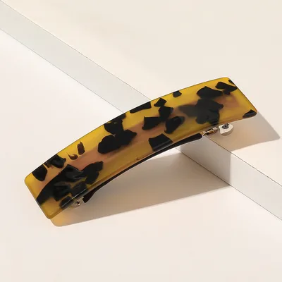 Square Grip Acetate Acrylic Spring Clip Hair Accessory Deep Leopard Print - Shop at LoveMi