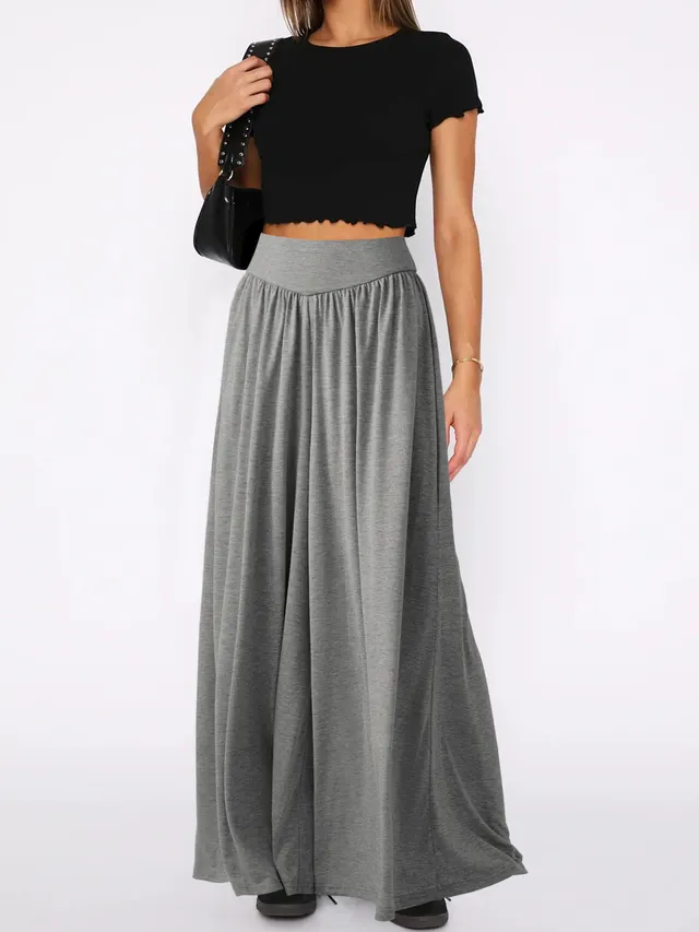 Loose fitting Dance Draping Effect Pants High Waist Wide Leg Light Gray - Shop at LoveMi