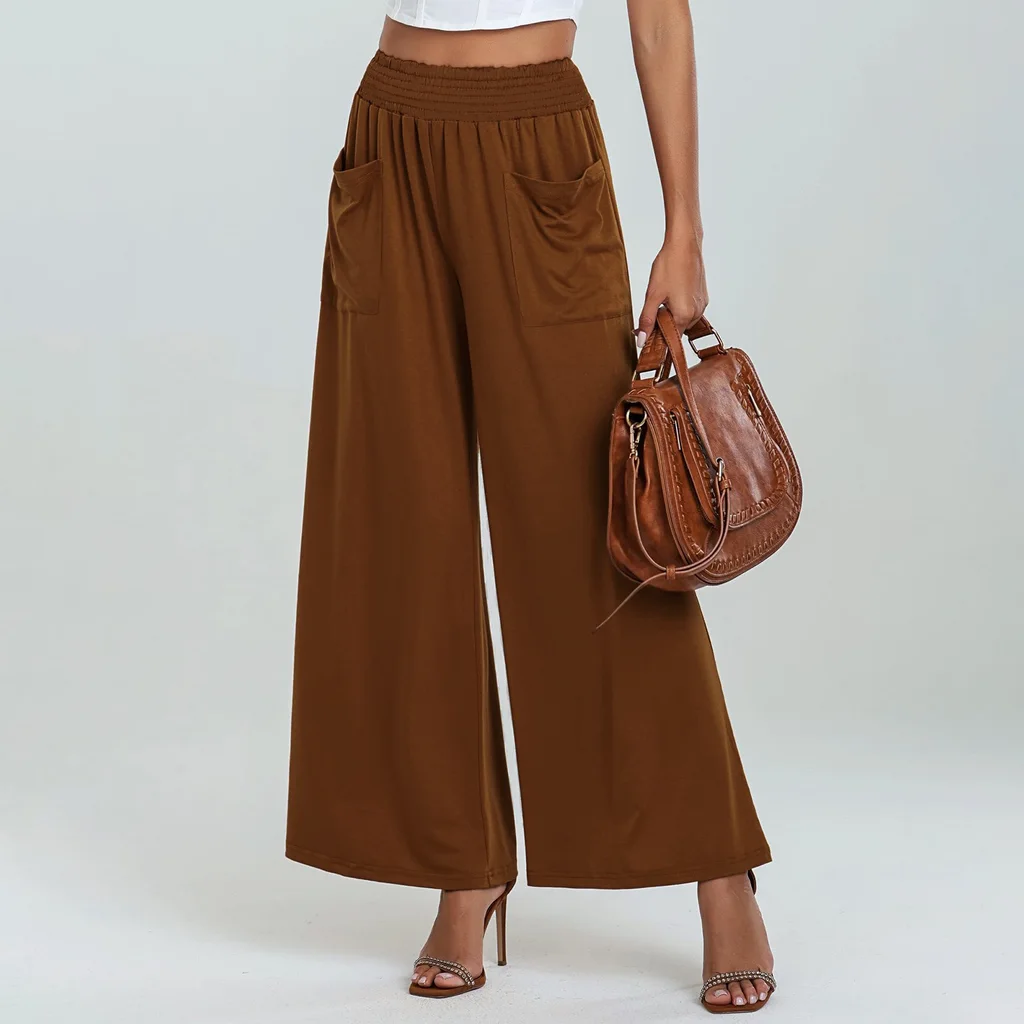 High Waist Wide Leg Pants Sports Pants Loose Hip Lifting Women - Brown